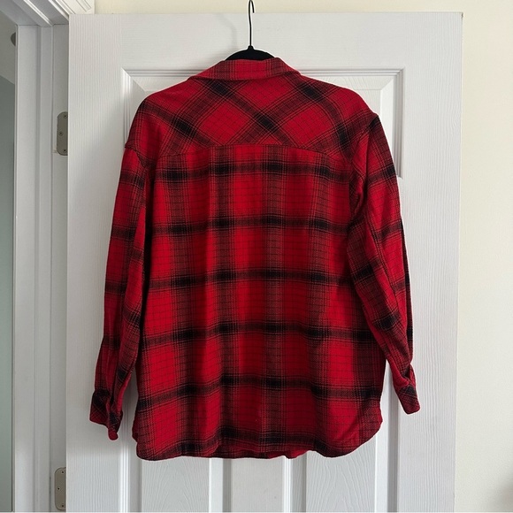 Size XL The BC Clothing Co 100%Cotton Red and Black Plaid Flannel Button Down - Picture 4 of 7